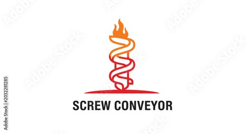 Screw Conveyor Logo - Industrial Design with Flame Element.