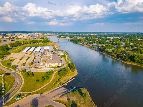 Scenic Aerial View Of Sioux City Bridge