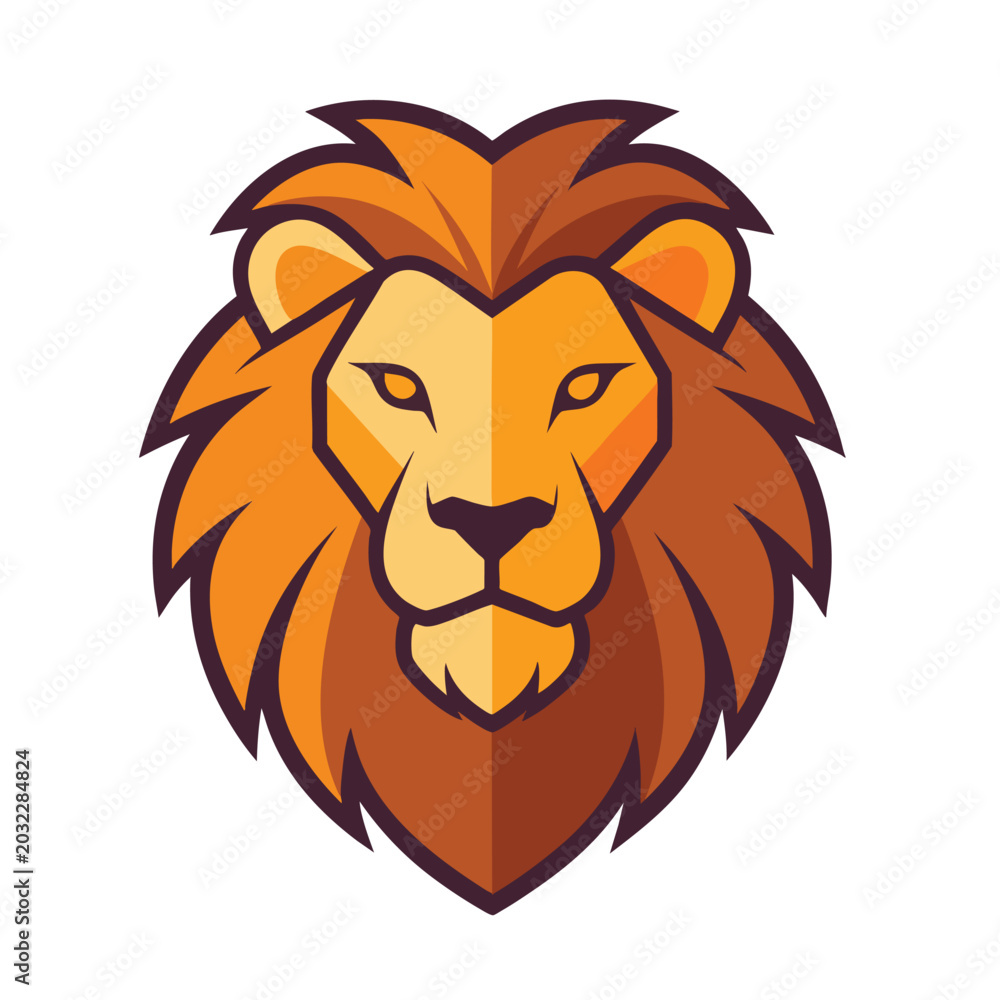 Fototapeta premium Stylized Lion Head Mascot Logo Design Illustration.