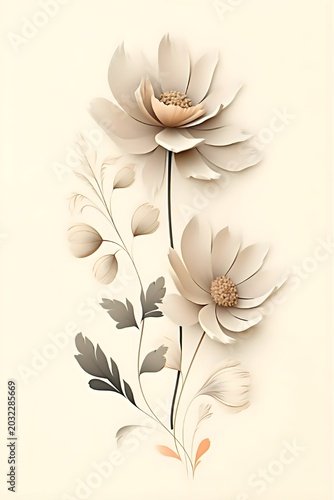 Elegant White Anemone Flowers with Delicate Green Stems.