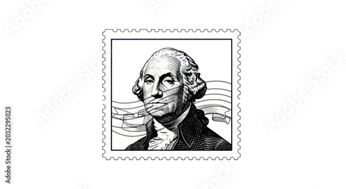 Tableau sur toile George Washington Stamp with Mouth Covered, Symbolizing Censorship or Silence