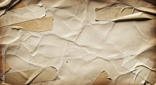 Aged Parchment Collage with Crumpled Folds, Peeling Layers, and a Dark Vignette.