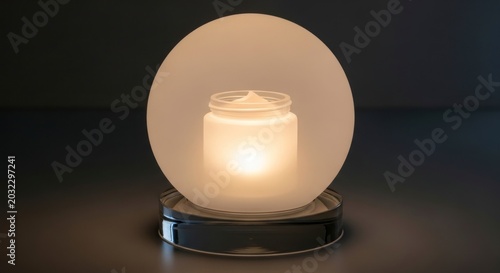 Luminous Jar Lamp Creating a Soft, Warm Halo Through a Frosted Disc.