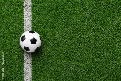 Soccer Ball on Artificial Turf – Top View Sports Background