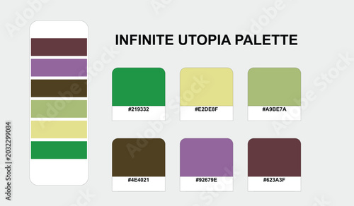 Принти на полотні Digital designers employ this Infinite Utopia color palette and swatch set with hex codes to develop a cohesive brand identity for sophisticated modern creative projects