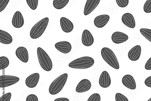 Sunflower seeds seamless pattern. Hand drawn sunflower seeds doodle pattern. Design for fabric, textile, or wallpaper