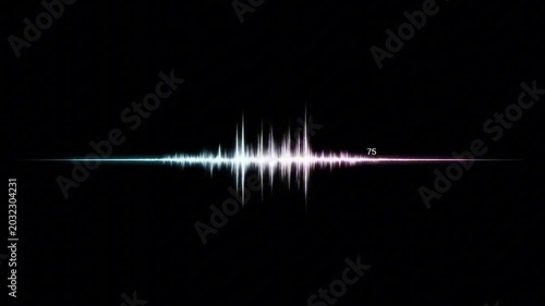 Luminous audio waveform display on black transitioning from cyan to magenta