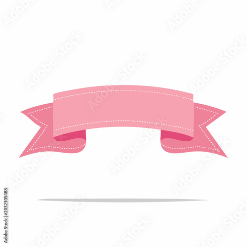 Pink Ribbon Banner with Stitched Edges