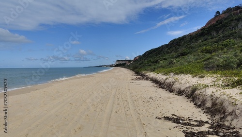 Foto Uma linda paisagem da praia de Pitinga, em Arraial d'ajuda, em Porto Seguro, litoral sul do Estado da Bahia, Brasil
