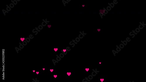 Pink Hearts Flurry Floating Upwards, Romantic Love Overlay, Valentine's Day Particles, Wedding Motion Graphic, Cute Hearts Background 4k video