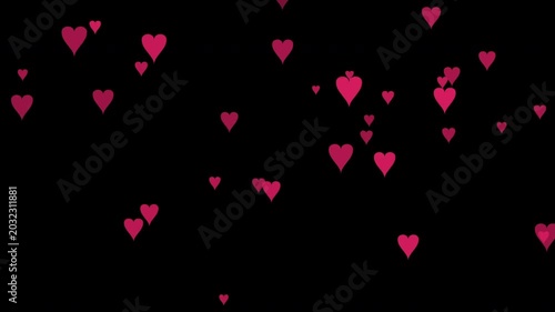 Pink Hearts Floating Upward Animation, Romantic Overlay, Valentine's Day Background, Wedding Love Particles, Dreamy Heart Flurry, Celebration Motion Graphics 4k video
