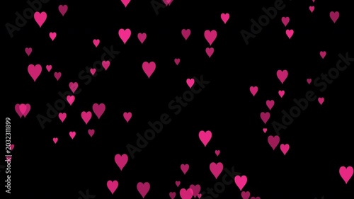Pink Hearts Falling in a Flurry Animation, Romantic Overlay, Love Symbols Motion Graphic, Valentines Day Background, Floating Heart Particles 4k video