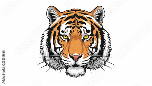 Фотография Tiger Head Illustration with Detailed Facial Features.
