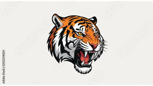 Tiger Head Illustration with Open Mouth 14.
