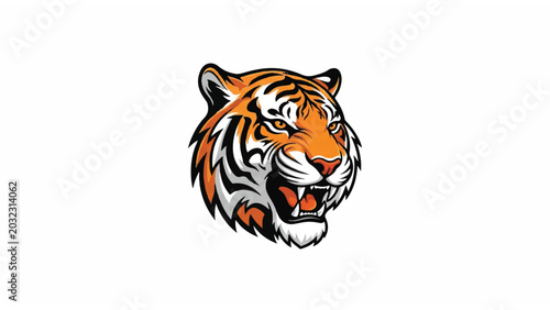 Quadro su tela Tiger Head Illustration with Open Mouth 11.