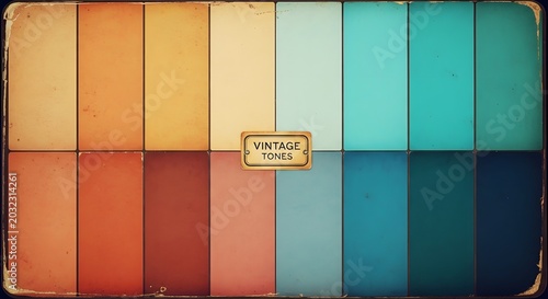 Authentic Vintage Paint Color Swatch Card Featuring a Palette of Warm and Cool Tones with 