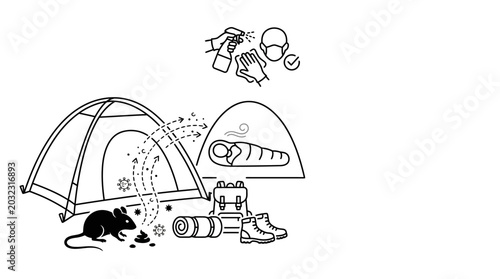 Canvas-taulu Camping Safety Infographic Illustrating Hantavirus Prevention Measures