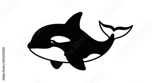 Fotografi Cute Orca Whale Silhouette Graphic Illustration