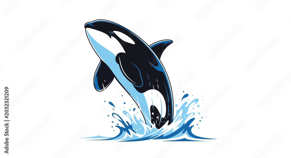 Φωτογραφία Jumping Orca Whale Illustration
