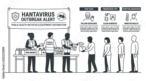 Photos Hantavirus public health outreach and safety equipment distribution station
