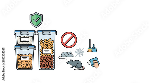 Foto Illustration showing proper food storage to prevent rodent infestations