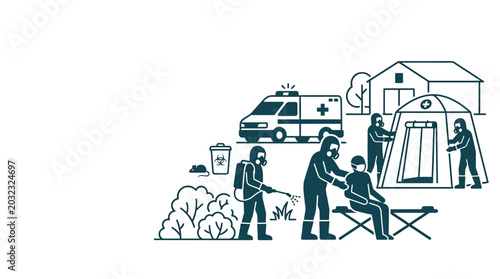Tableau sur toile Medical emergency team providing field care during pandemic response