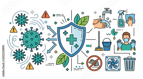 Obraz na płótnie Medical protection and virus prevention concept illustration.