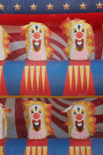 Down with the clown circus arcade inflatable game at a birthday party