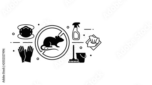 Photos Pest control and rodent extermination service icon set.