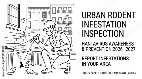 Photos Pest control worker inspecting urban rodent infestation for public health
