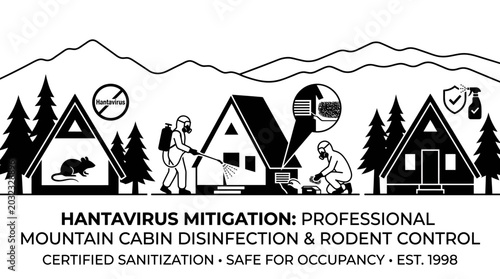 Schilderij op canvas Professional Hantavirus Mitigation and Rodent Control Services for Mountain Cabins
