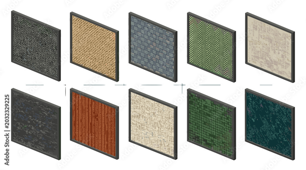 Fototapeta premium Collection of textured wall panels in various colors and finishes