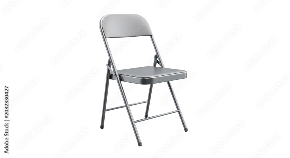 Fototapeta premium A simple gray folding chair on a white background