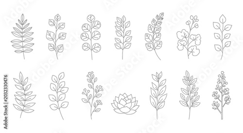 Cuadro en lienzo Set Ilustrasi Vektor Tanaman (118)_2x