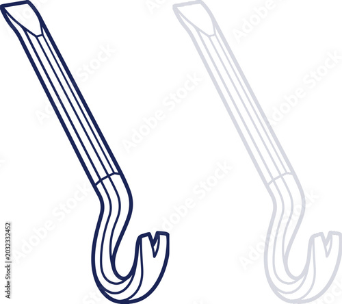 Tableau sur toile Crowbar Pry Bar Wrecking Bar Line Art Vector Illustration Isolated on White