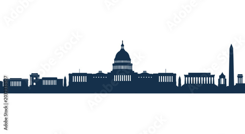 Washington DC Skyline Silhouette - Capitol Building, Monument, and Government Structures