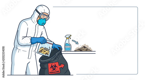 Photos Professional worker in hazmat suit disposing of hazardous medical waste