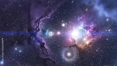 Vibrant Nebula and Spiral Galaxy in Deep Space