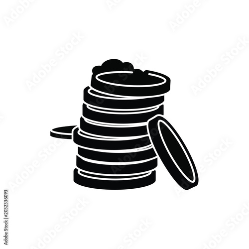 Photos Stack of Coins with One Falling.
