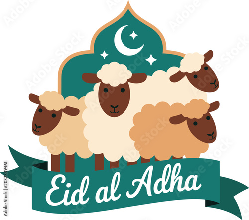 Cute sheep illustration for eid al adha celebration