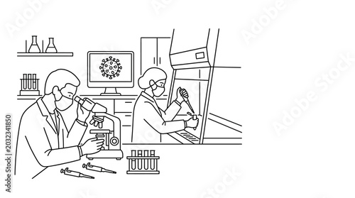 Bild auf Leinwand Scientists conducting medical research in a laboratory environment