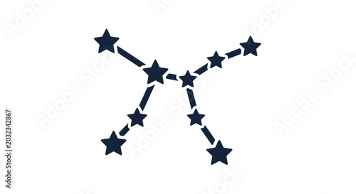Photography Dark Blue Constellation of Stars Connected by Lines on White Background