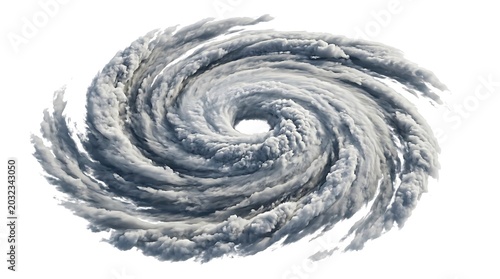 Large hurricane storm spiral isolated on white background