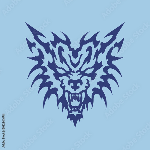 Tribal Wolf Head Vector Illustration for Tattoo, Logo, and Microstock Design