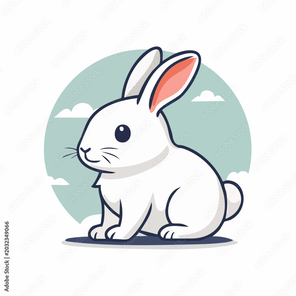Obraz premium Cute White Rabbit Illustration