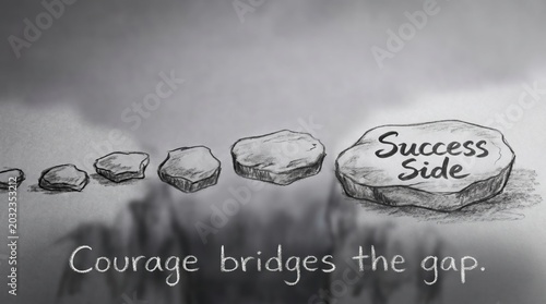 Success represented by stones on a journey