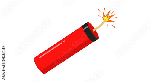 Foto Red Dynamite Stick with Burning Fuse and Sparks