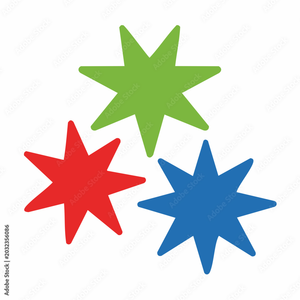 Obraz premium Three Colorful Starbursts