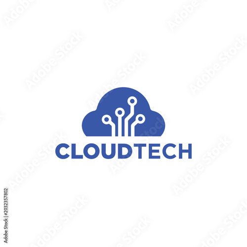 Cloud Tech Logo Vector Simple Modern, 
