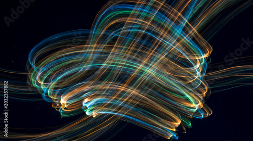 streaks of soft flowing glowing gently curving streaks of lights twisting into knot like shape